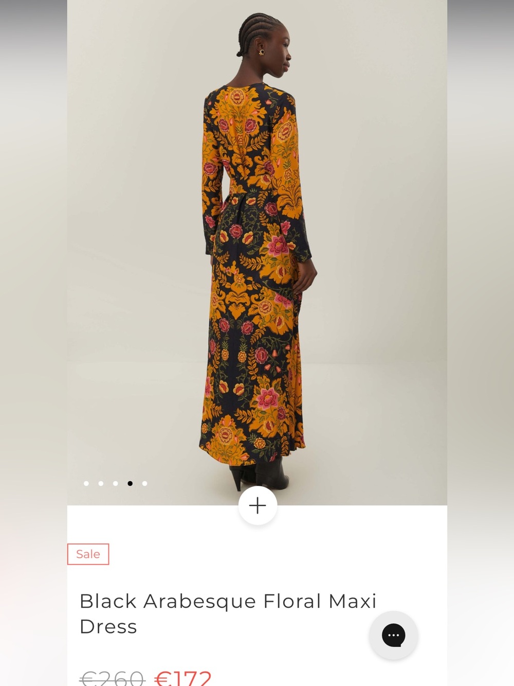 FARM Rio Black Floral Arabesque Maxi Dress with Mustard and Pink Accents - Picture 6 of 8
